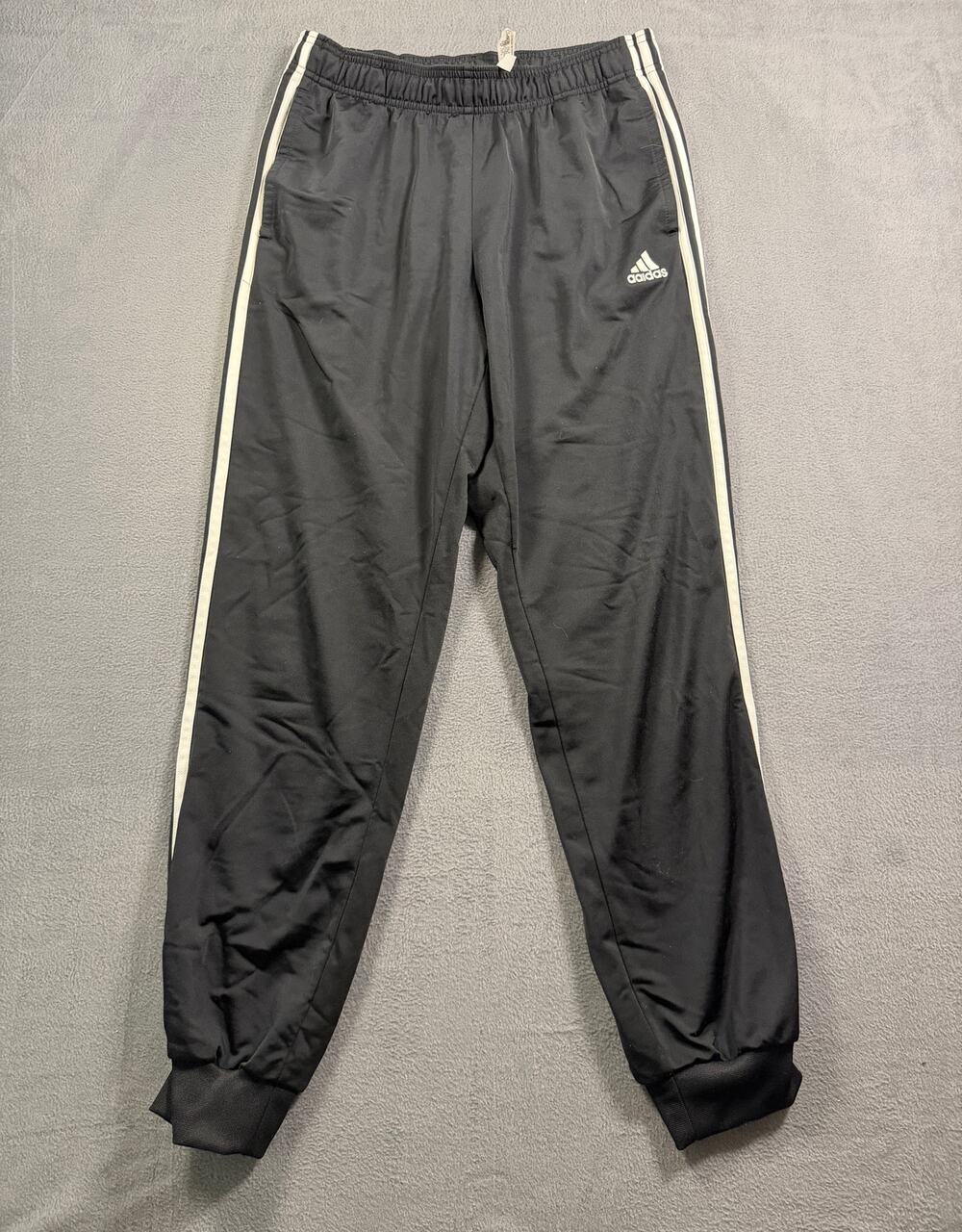 Adidas Essentials 3 Stripe Tricot Track Pants Mens Size Medium Black Jogger Warm
